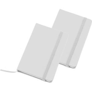 Set van 4x stuks notitieblokje zilver met harde kaft en elastiek 9 x 14 cm - 100x blanco paginas - opschrijfboekjes