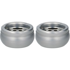 Asbak - 2x stuks - zilver - aluminium - 10 x 5,5 cm