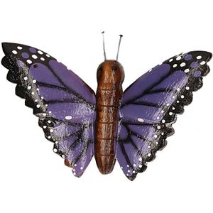 Houten magneet paarse vlinder