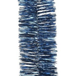 Decoris kerstslinger-guirlande - donkerblauw - glanzend lametta - 270 cm