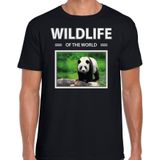 Dieren foto t-shirt Panda - zwart - heren - wildlife of the world - cadeau shirt Pandabeer liefhebber
