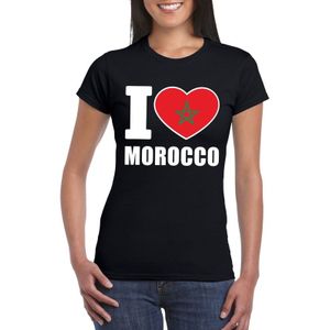 Zwart I love Marokko supporter shirt dames - Marokkaans t-shirt dames