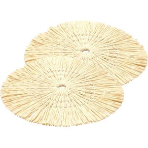 Chaks Placemats - 2x - D38 cm - gevlochten riet - beige - bohemian style