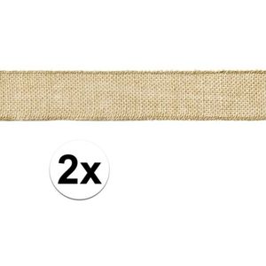 2x Jute cadeaulint/decoratielint 5 x 500 cm op rol - Juten lint/touw - Cadeauverpakkingen - Sierlint