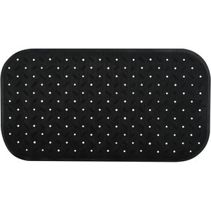 MSV Douche/bad anti-slip mat badkamer - rubber - zwart - 36 x 65 cm - met zuignappen