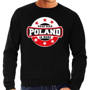 Have fear Poland is here sweater met sterren embleem in de kleuren van de Poolse vlag - zwart - heren - Polen supporter / Pools elftal fan trui / EK / WK / kleding