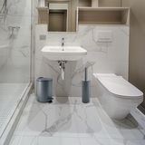 Spirella Badkamer/toilet accessoires set - WC-borstel en pedaalemmer 3L - metaal - donkergrijs