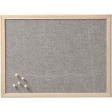 Prikbord incl. 30x punaises - 40 x 60 cm - lichtgrijs - textiel - hout