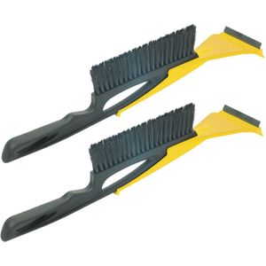 2x stuks ijskrabber/raamkrabber auto 2-in-1Ã¯Â¿Â½met rubberen trekker en borstelÃ¯Â¿Â½- Geel - Kunststof - 9 x 40 cm - Ruitenkrabber