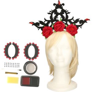 Verkleed setje Day of the Dead - sugar skull schmink en diadeem - Halloween/Carnaval accessoires