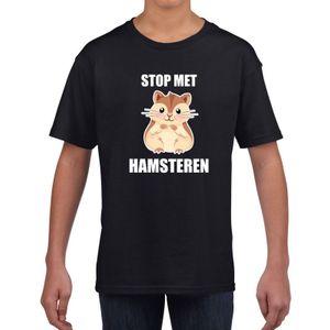 Stop met hamsteren t-shirt zwart voor kinderen - hamsteraars / hamsteren t-shirt