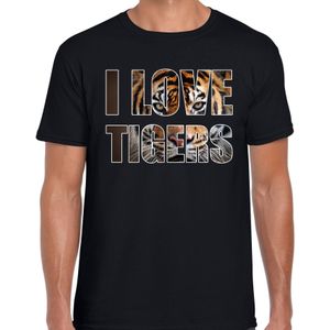I love tigers / tijgers t-shirt zwart heren - tijger dieren t-shirt / kleding - cadeau t-shirt / tijger shirts