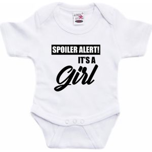 Spoiler alert girl gender reveal cadeau tekst baby rompertje wit meisjes - Kraamcadeau - Babykleding