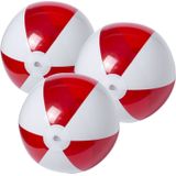 6x stuks opblaasbare strandballen plastic rood/wit 28 cm - Strand buiten zwembad speelgoed