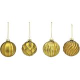 G. Wurm luxe gedecoreerde kerstballen - 12x stuks - goud - glas - 8 cm