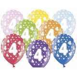 Partydeco 4e jaar verjaardag feestversiering set - 12x ballonnen en 2x feestslingers