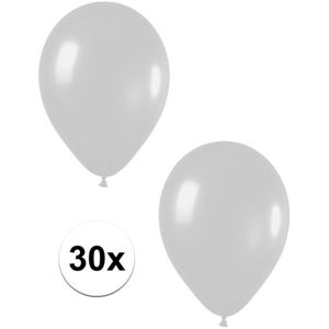 30x Zilveren metallic ballonnen 30 cm - Feestversiering/decoratie ballonnen zilver