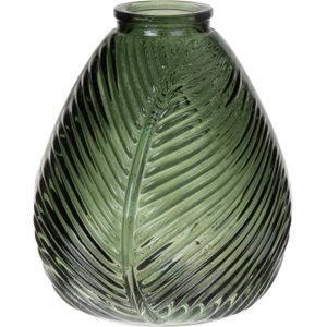 Bellatio Design Bloemenvaas - groen transparant glas - D14 x H16 cm - vaas