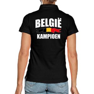 Zwart fan poloshirt voor dames - Belgie kampioen - Belgisch supporter shirt - EK/ WK outfit