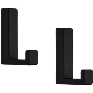 4x Luxe kapstokhaken / jashaken modern zwart met enkele haak - hoogwaardig metaal - 4 x 6,1 cm - metalen kapstokhaakjes / garderobe haakjes