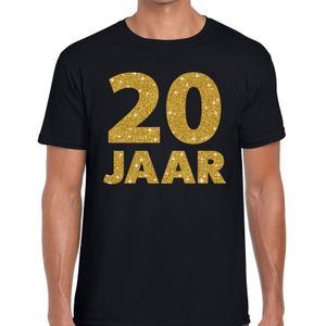 20 jaar goud glitter verjaardag t-shirt zwart heren - verjaardag / jubileum shirts