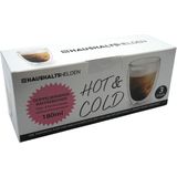 Haushaltshelden Koffieglazen/theeglazen - 3x - dubbelwandig - transparant kunststof - 180 ml