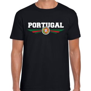 Portugal landen t-shirt met Portugese vlag - zwart - heren - landen shirt / kleding - EK / WK / Olympische spelen outfit