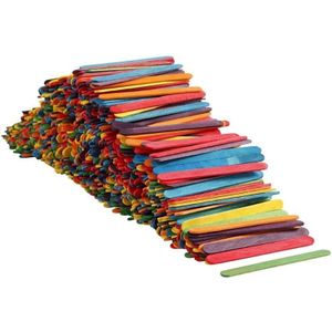 1000 stuks gekleurde knutselhoutjes - Ijsstokjes - Houten hobbymaterialen
