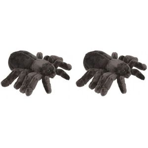 2x stuks pluche tarantula vogelspinnen knuffels 16 cm