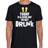 Zwart fun t-shirt good day to get drunk  - heren -  Drank / festival shirt / outfit / kleding