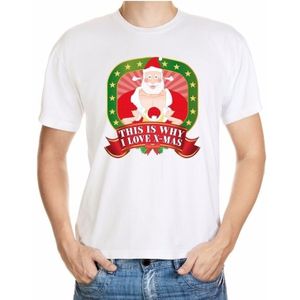 Foute kerst shirt wit - player Kerstman - this is why I love x-mas - voor heren