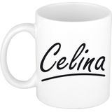 Celina naam cadeau mok / beker sierlijke letters - Cadeau collega/ moederdag/ verjaardag of persoonlijke voornaam mok werknemers