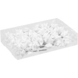 108x Witte glitter mini sterretjes stekers kunststof 4 cm - Kerststukje maken onderdelen