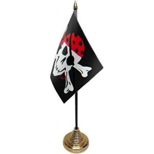 Piratenvlag tafelvlaggetje op voetje One Eyed Jack