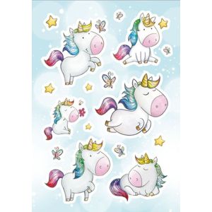 48x Eenhoorn dieren stickers met strasssteentjes - kinderstickers - stickervellen - knutselspullen