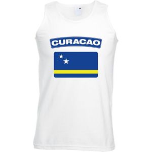 Curacao singlet shirt/ tanktop met Curacao vlag wit heren