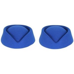 2x Blauw stewardess hoedjes voor dames - Verkleedhoeden/Carnavalshoeden verkleed accessoire