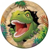 24x stuks Dinosaurus thema kinderfeestje bordjes 23 cm - Feestartikelen