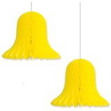 6x Gele decoratie klokken/kerstklokken lampionnen 20 cm - feestversiering/kerstversiering