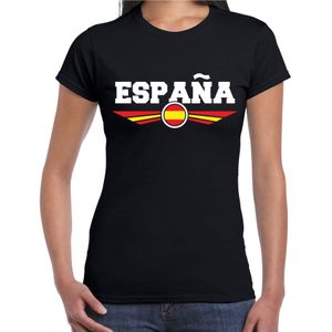 Spanje / Espana landen t-shirt zwart dames - Spanje landen shirt / kleding - EK / WK / Olympische spelen outfit