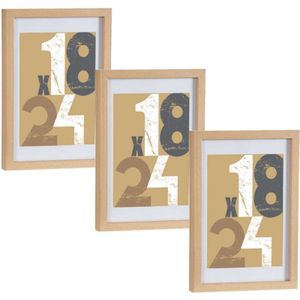 3x stuks houten fotolijst bruin geschikt voor een foto van 18 x 24 cm of 21 x 30 cm