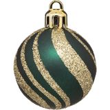 24x stuks kerstballen mix goud/rood/groen glans/mat/glitter kunststof diameter 4 cm - Kerstboom versiering