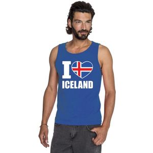 Blauw I love Ijsland supporter singlet shirt/ tanktop heren - Ijslands shirt heren