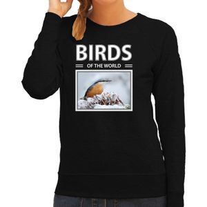 Dieren foto sweater boomklever - zwart - dames - birds of the world - cadeau trui vogels liefhebber