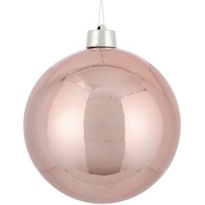 1x Grote kunststof kerstbal lichtroze 25 cm - Groot formaat roze kerstballen