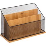 5Five lectuurbak/tijdschriftcassette mesh - 29 x 14 x 20 cm - bamboe hout