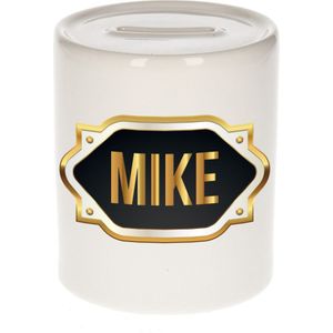 Mike naam cadeau spaarpot met gouden embleem - kado verjaardag/ vaderdag/ pensioen/ geslaagd/ bedankt