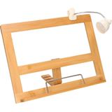 Bamboe houten kookboekhouder 32 cm met LED leeslampje wit - Handige keuken accessoires