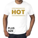 Grote maten Hot t-shirt - wit met gouden glitter letters - plus size heren
