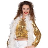 Boland Carnaval verkleed boa met veren - 2x - wit/goud - 180 cm - 50 gram - Glitter and Glamour